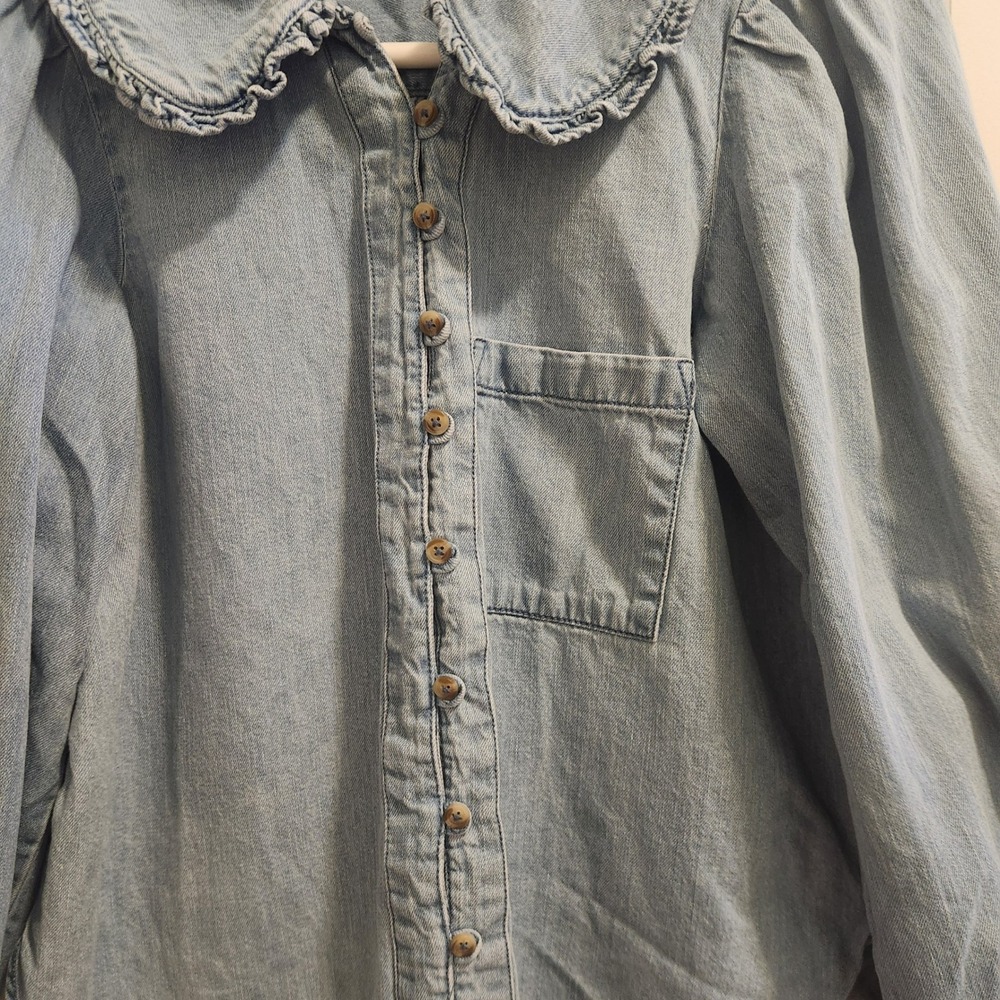 Anthropologie Pilcro The Keira Collared Denim Button Front Shirt Blue Small - Picture 5 of 11